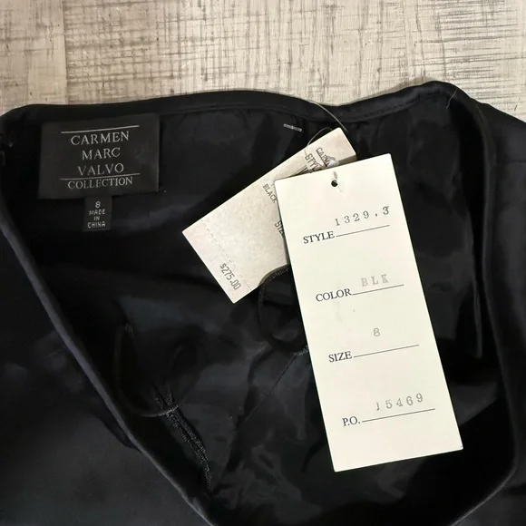 Carmen Marc Valvo Collection Black Satin Maxi Skirt Size Medium - Picture 6 of 8